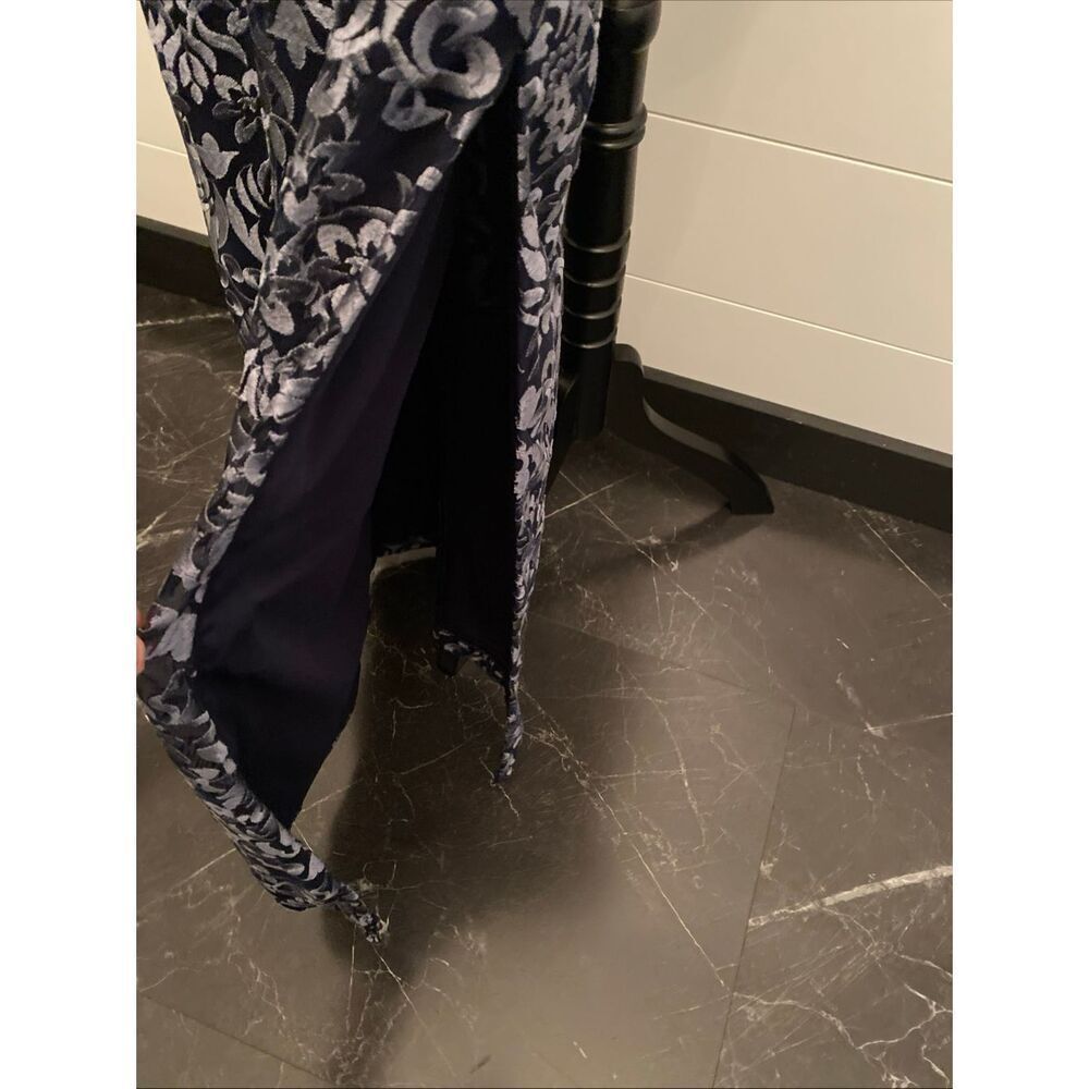 JS Collections Blue Metallic Illusion Yoke Scroll Embroidered Gown NWOT Size 2 - Picture 13 of 13